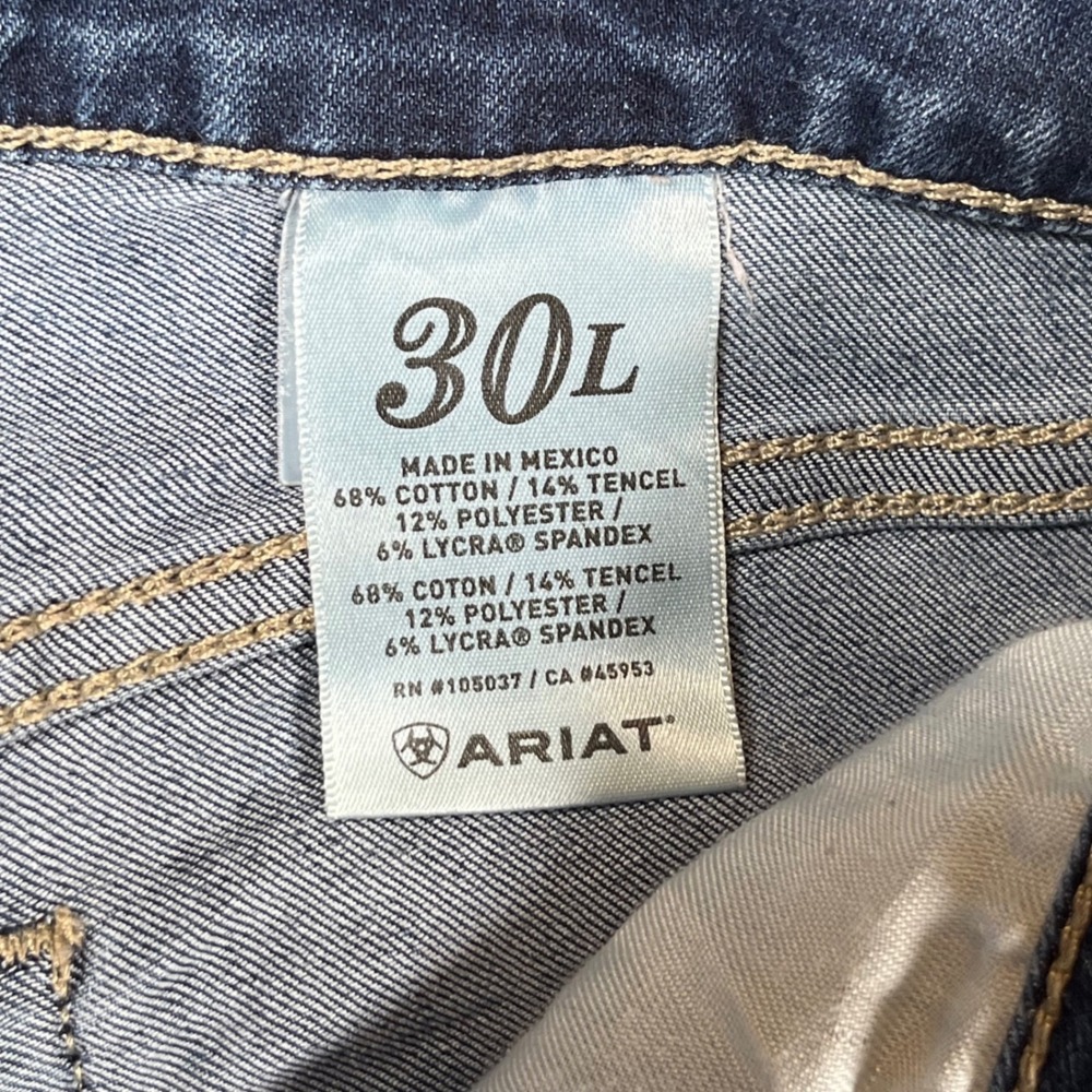 Ariat Bootcut Jeans Womens 30L Blue Mid Rise Stretch Denim Western Cowgirl Long - Picture 3 of 10